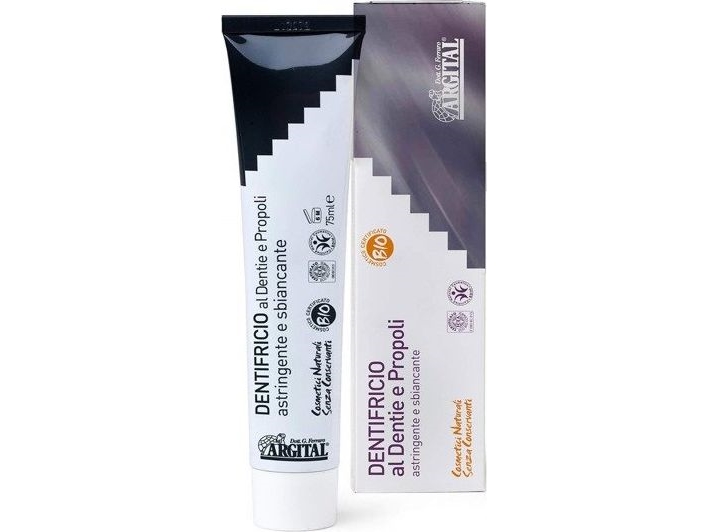 Argital Whitening hammastahna, jossa on hiiltä ja propolista