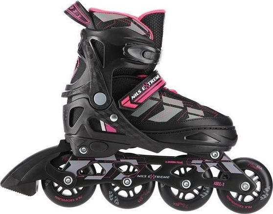 Nils Extreme Na11002 Inline Rulleskøjter Rekreationsjusterbar Sort Str. 39-42