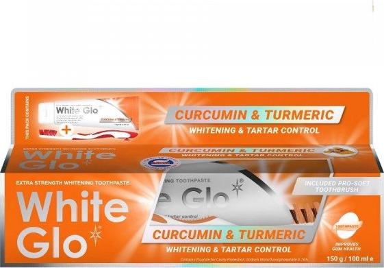 White Glo_set Curcumin& Turmeric Whitening Toothpaste 150g 100ml + Brush