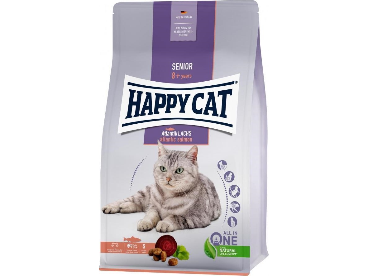 Happy Cat Senior Atlantic Salmon Trockenfutter Für Katzen Ab 8 Jahren, Atlantiklachs, 300 G