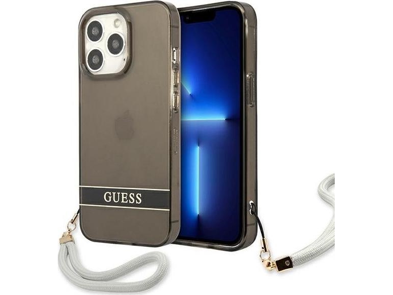 Guess Guhcp13lhtsgsk Hardcase Gennemsigtig Sort Til Iphone 13 Pro / 13 6,1"