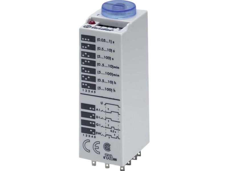 Finder 85.03.0.024.0000 85.03.0.024.0000 Tidsrelæ 24 V Dc/Ac 1 Stk Tidsområde: 0.05 - 360000 S 3 X Omskifter