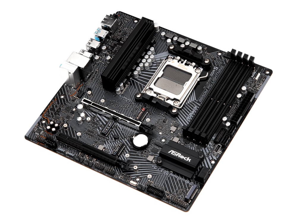 ASRock B650M PG Lightning - Moderkort - micro ATX - Socket AM5 - AMD B650 Chipuppsättning - USB-C 3.2 Gen2, USB 3.2 Gen 2, USB 3.2 Gen 1, USB-C 3.2 Gen 1 - 2.5 Gigabit LAN - inbyggda grafiken (CPU krävs) - HD-ljud (8 kanaler) | Datorkomponenter - Moderkort - Alla Moderkort | GameStuff