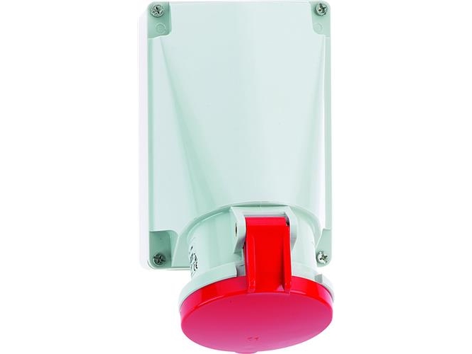 CEE Vägguttag H6 400V 63A 5-polig, röd bredd x höjd 118x170 mm, topp M40 botten M32 IP44, polyamid | EL Artiklar - Cee & multipolär - Cee material | GameStuff