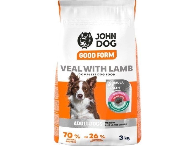John Dog Good Form Adult Kalbfleisch Mit Lammfleisch 3 Kg