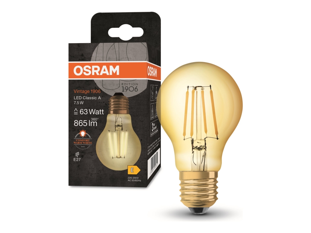 Vintage 1906 Led Standard 7,5W 825, 865 Lumen, E27, Gold