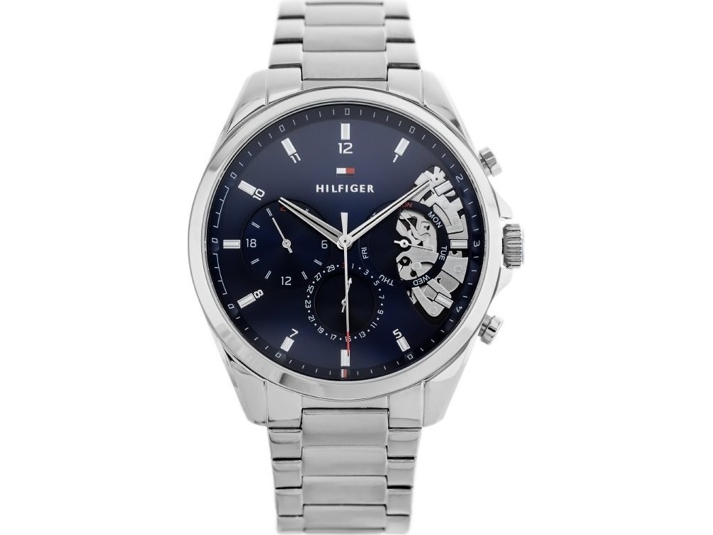Herreur Tommy Hilfiger 1710448 - sølvfarvet stål, blå skive