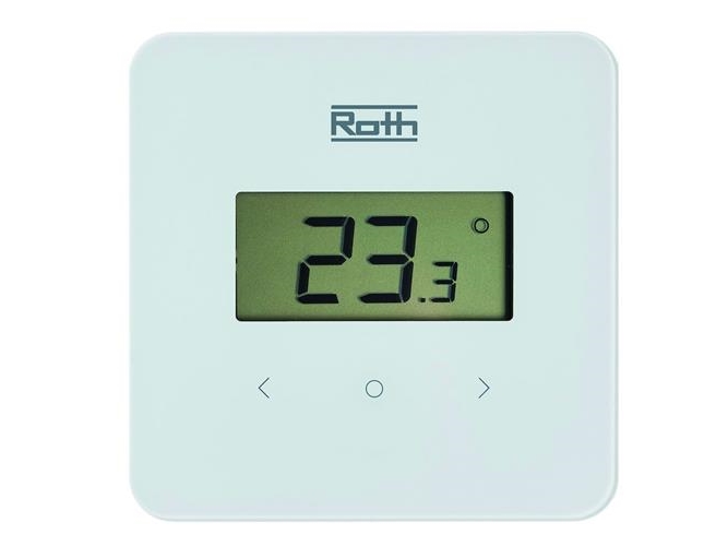 Roth Touchline Standard hvid rumtermostat Trådløs. Med stort display. Temperaturen indstilles nemt med de to touchknapper