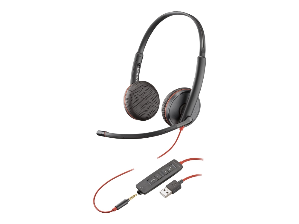 Poly Blackwire 3225 - 3300 Serie - Headset - On-Ear - Verkabelung - Aktive Geräuschunterdrückung - Usb, 3,5 Mm Klinke - Schwarz - Skype Certified, Av