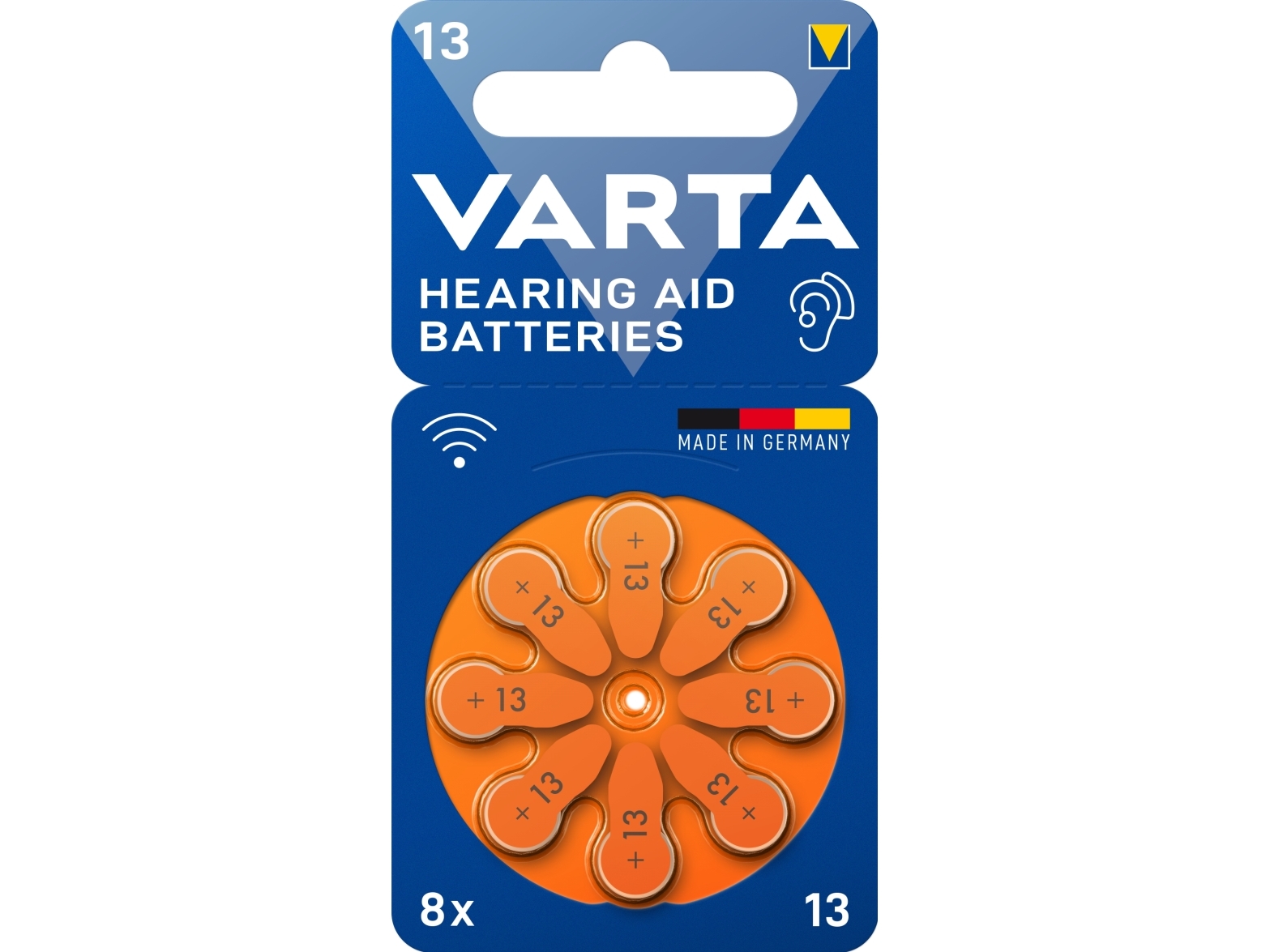 Varta 4043752393705, Engangsbatteri, Zink-luft, 1,45 V, 8 stk, Hg (kviksølv), 0 - 45 °C