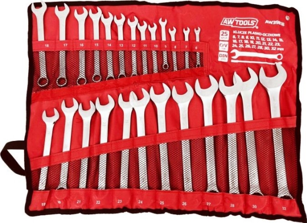 Awtools Flach-Ring-Schlüssel-Satz 25-Tlg. 6-32 Mm