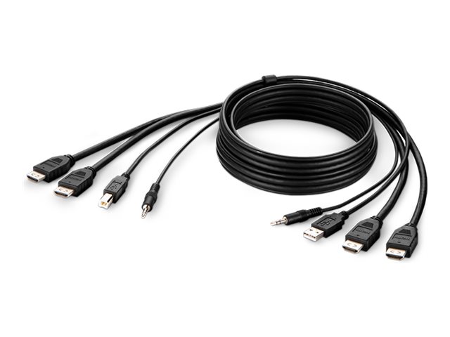 Belkin Secure Kvm Combo Cable - Video / Usb / Lydkabel - Taa-Kompatibel - Usb, Ministik, Hdmi (Han) Til Usb Type B, Ministik, Hdmi (Han) - 1.83 M - P