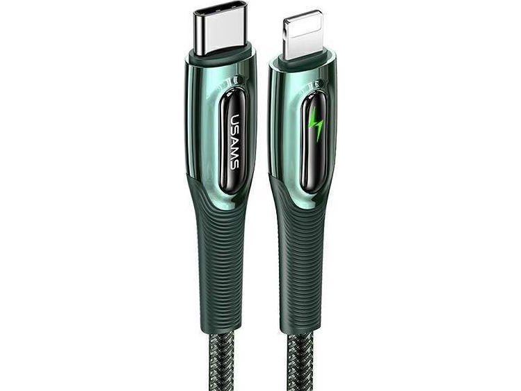 Usams Kabelis Pintas Usb-C Na Lightning Smart Power-Off 20W Pd Kabelis1.2M Žalios Spalvos Sj518usb02 (Us-Sj518)