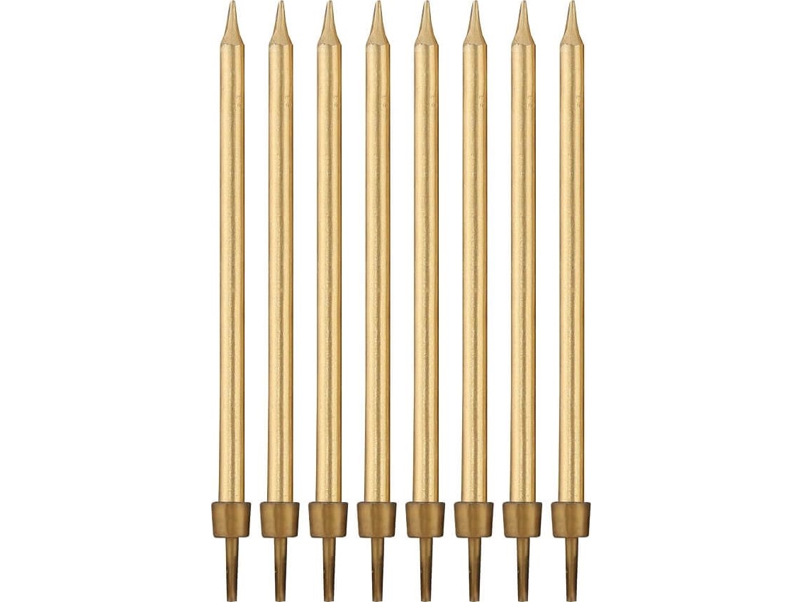 GoDan Syntymäpäiväkynttilät kultaiset - 10 cm - 8 kpl yleismaailmallisia