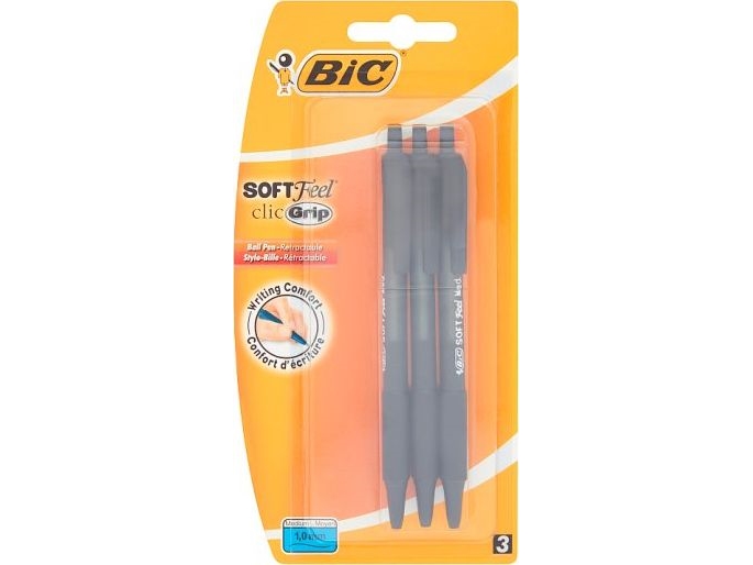 BIC soft feel kuglepen sort 3 stk
