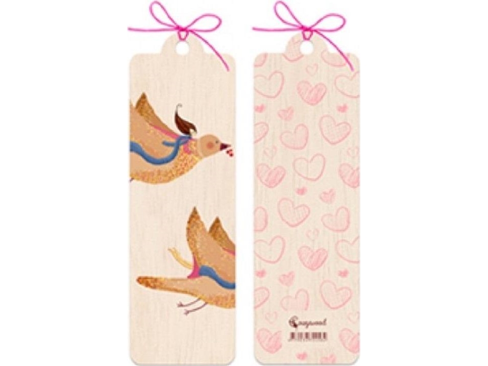 Cozywood bogmærke i træ Gul fugl