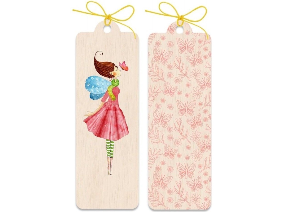 Wooden bookmark Woman with butterfly