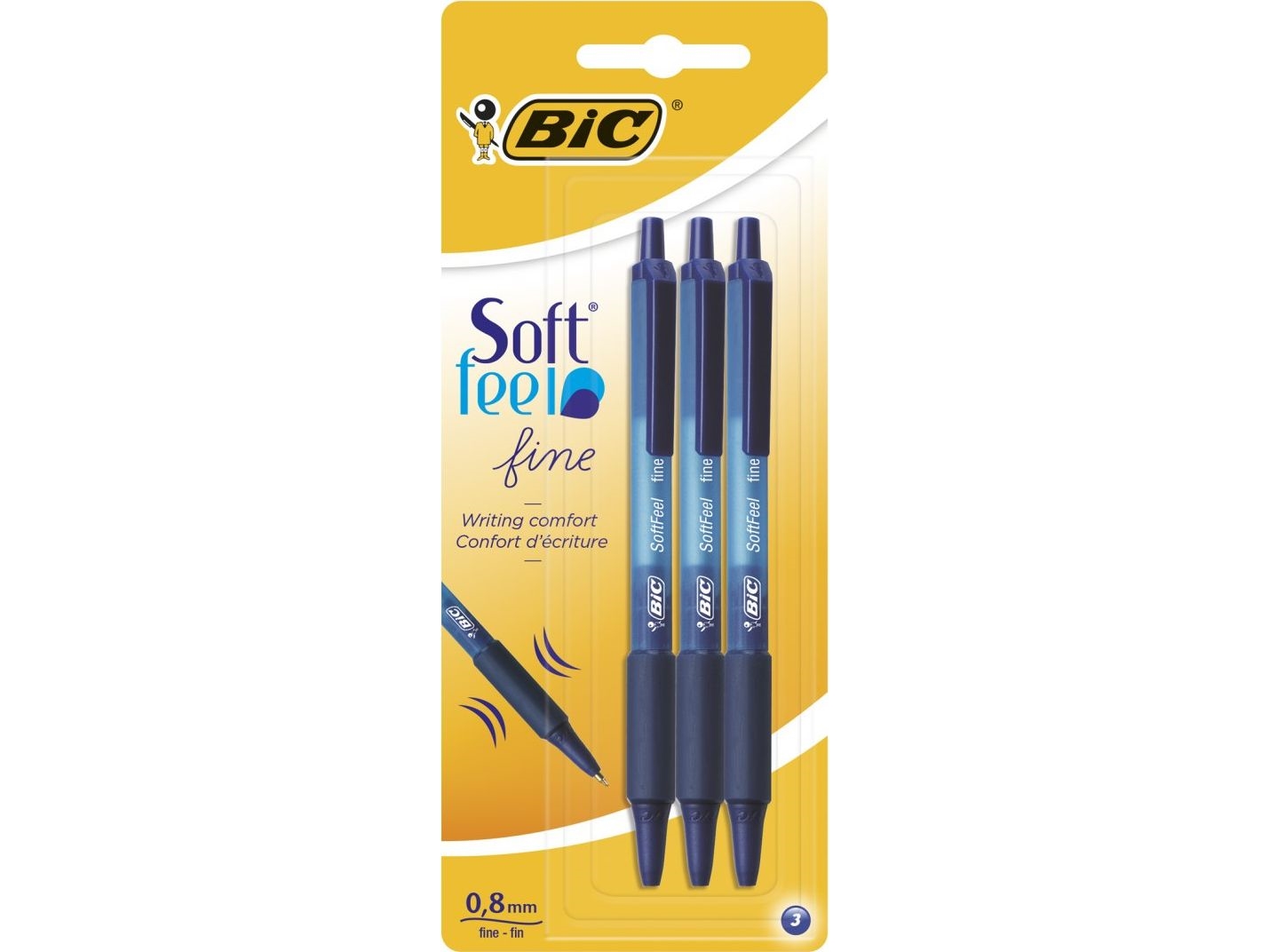 Bic Soft Feel Blau Stift Bls 3Pcs Bic