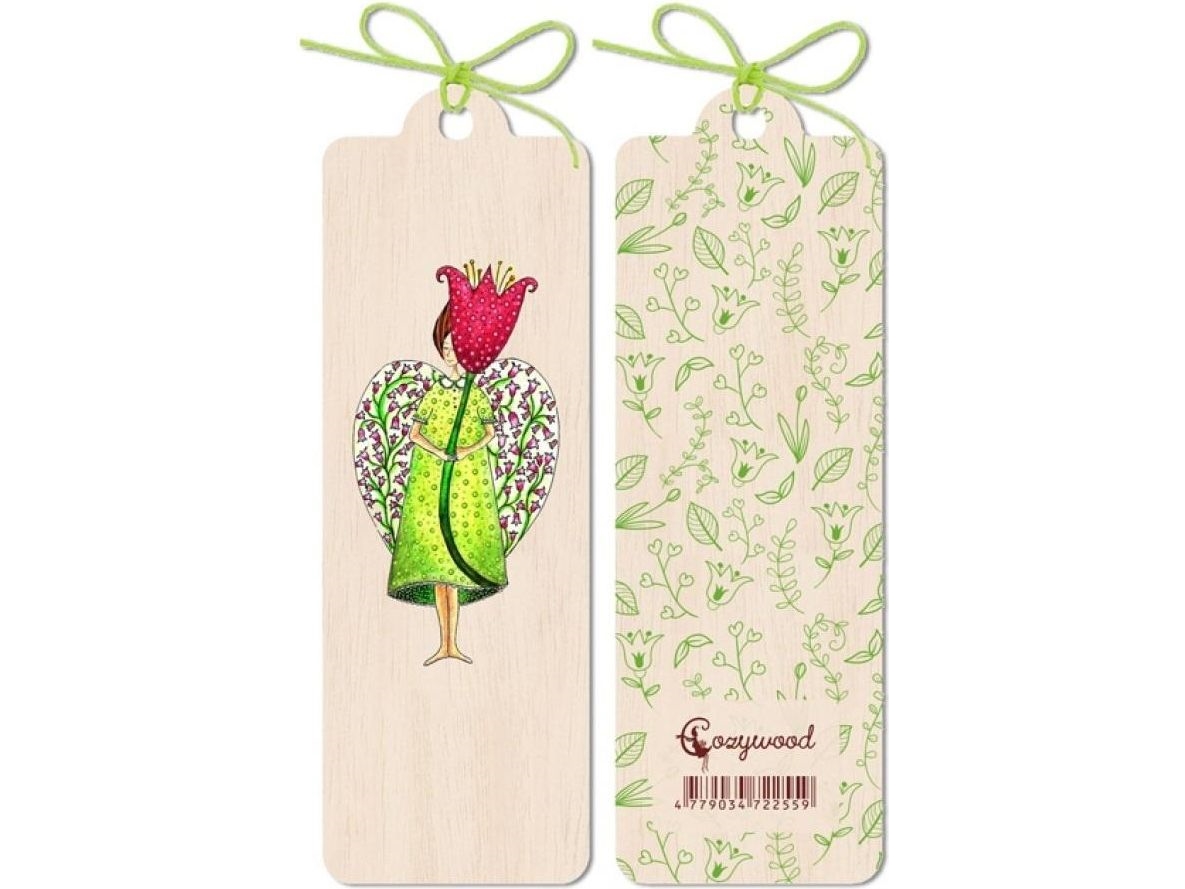 Holz-Lesezeichen Angel Mit Blume