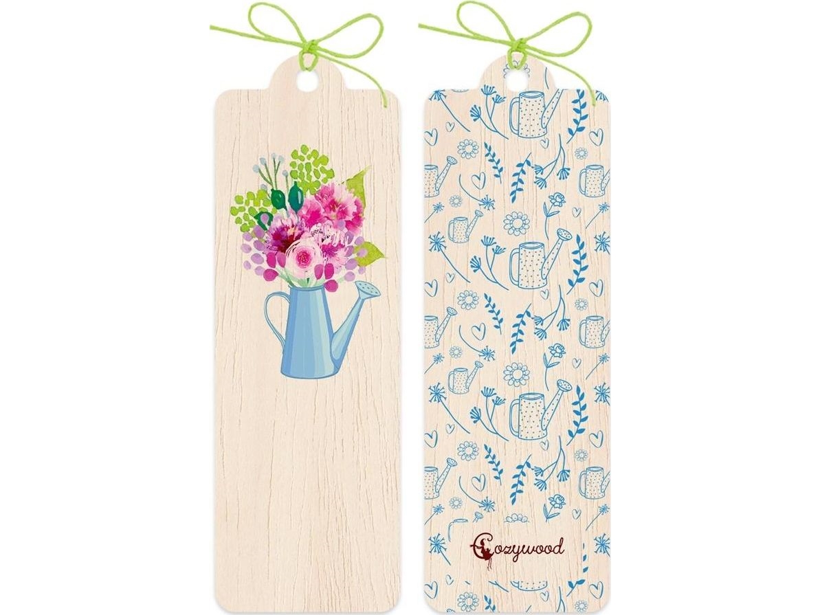 Cozywood Holz-Lesezeichen Blumen In Einer Gießkanne