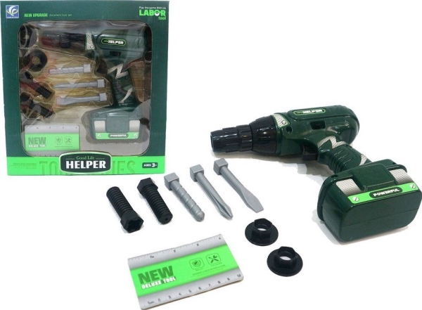 Wiertlo LeanToys sladdlös borrmaskin på batteri grön med skruvar | Leksaker - Rollek - Verktyg | GameStuff