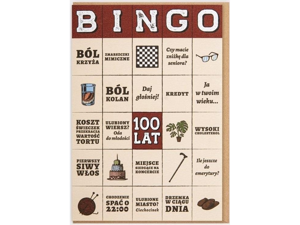 Nadwyraz.Com Geburtstagskarte - Bingo 100 Jahre!