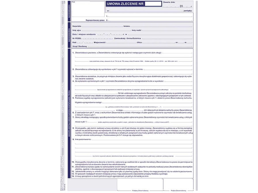 Michalczyk &amp Prokop D UMOWA-ZLECENIE A4 2SKŁ. 511-1U DRUK - 511-1U | Papper & Emballage - Block & Post-It - Blanketter & bokföring | GameStuff