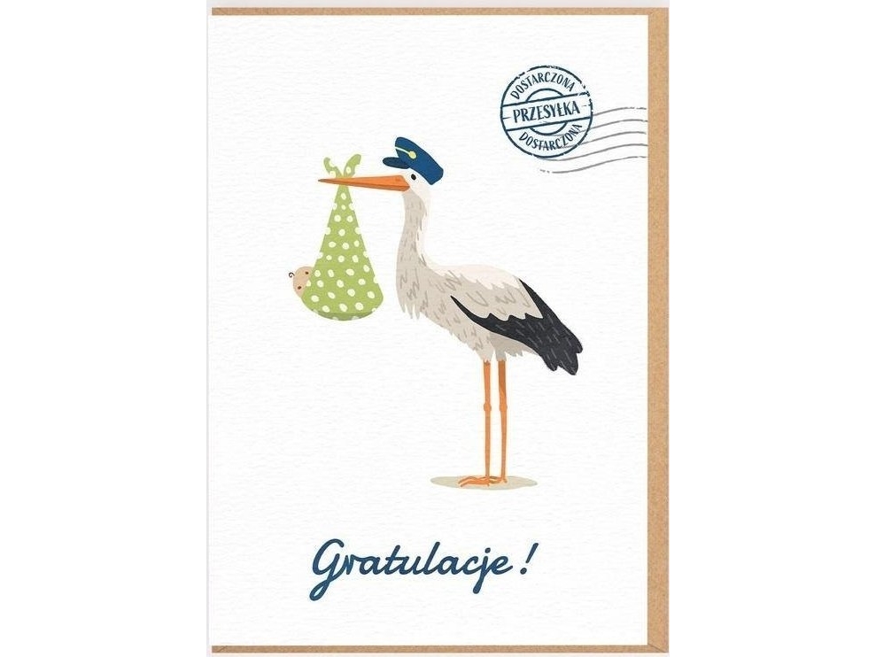 Nadwyraz.Com Karte Geburt - Storch Glückwünsche