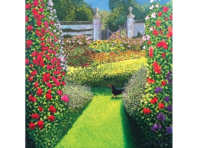 Susan Entwistle Karte Mit Umschlag Hund Im Garten Easton Walled