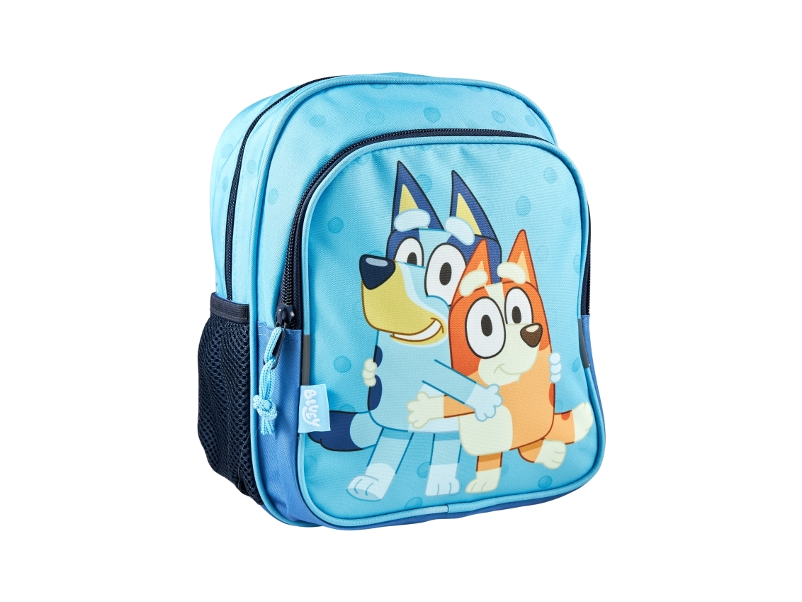 BLUEY Blå liten ryggsäck med 2 dragkedjefickor fram, 2 sidofickor i nät, reflexer på remmarna, vadderade axelremmar och bröstrem, 300D RPET nylon, H 26,5 cm, B 21 cm, D 10 cm. Volym: 5 liter | N - A | GameStuff