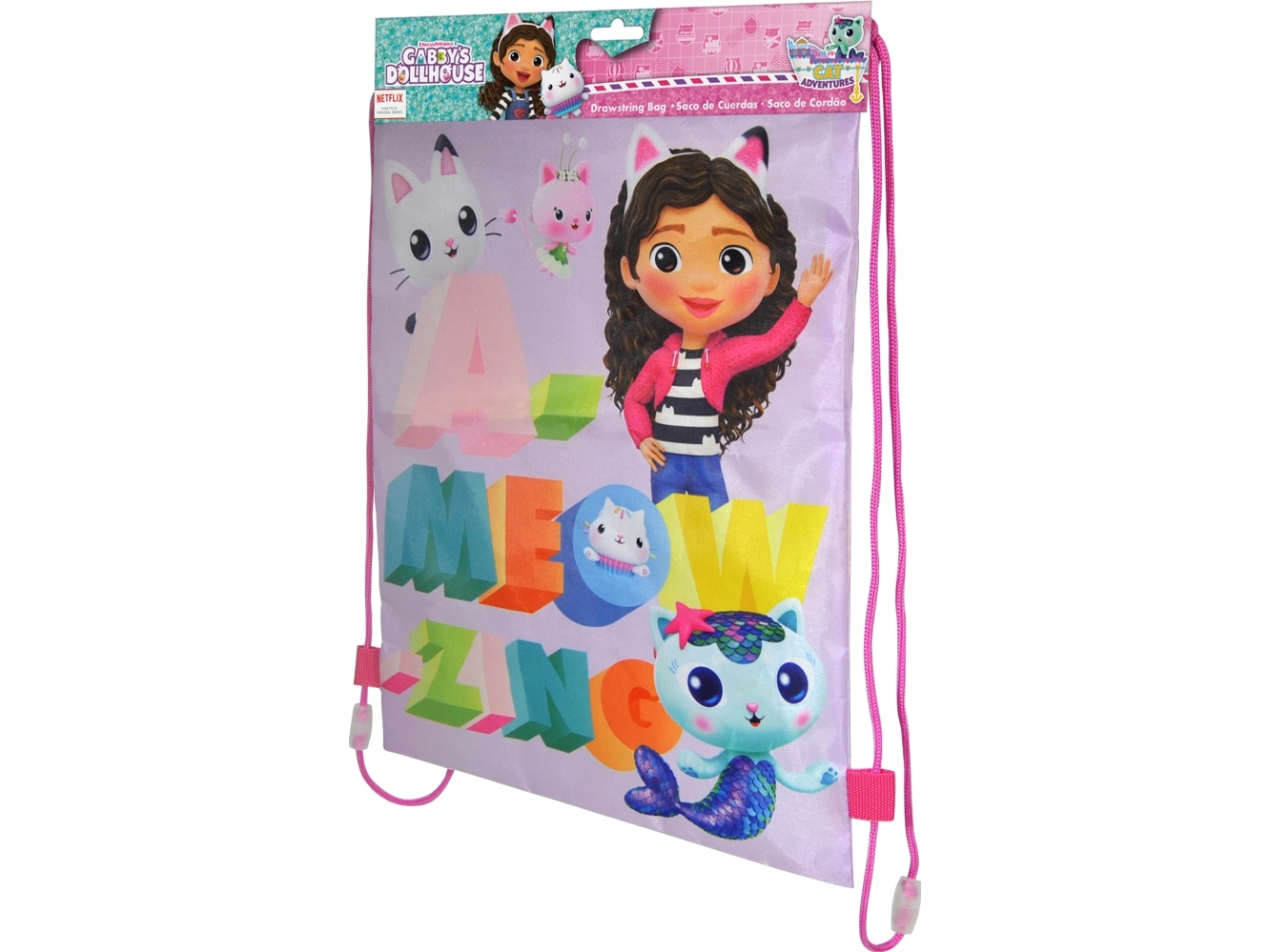 Gabbys Dollhouse gymväska med säkerhetsspänne som går sönder vid belastning. 35 x 45 cm | Utomhus - Väskor & Resväskor - Sportväskor | GameStuff