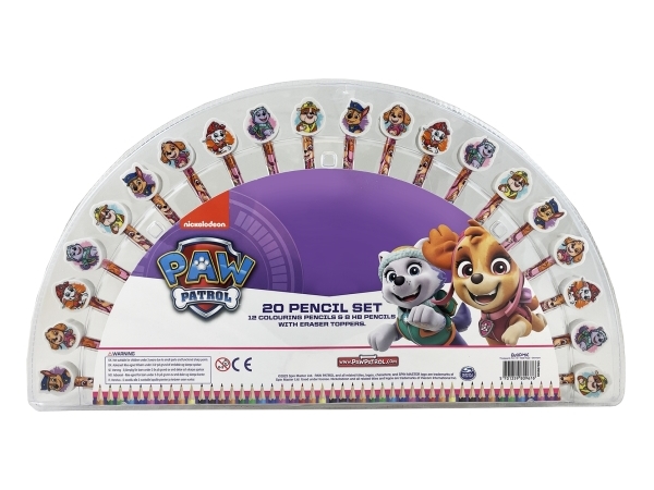 Paw Patrol Pink 20 blyantsæt - 12 farveblyanter+8blyanter