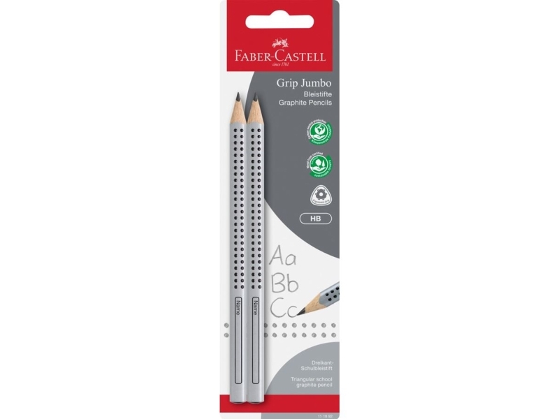 Faber-Castell 111992, HB, Grå, Trekantet, Hængende boks, 2 stk