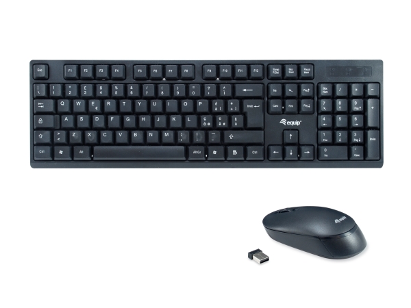 Equip Trådløst Tastatur + Mus, Italiensk Layout Sort