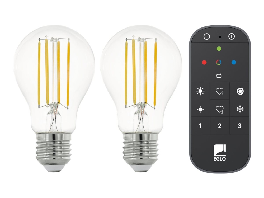 EGLO LED pære CONNECT.Z SÆT FJERNBETJENING + 2 E27 A60 klar SMART pærer M/HVID LYS E27