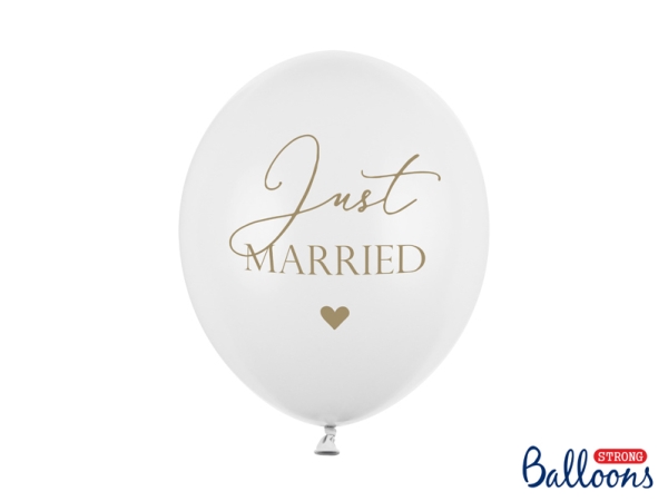 PartyDeco SB14P-237-008-6, Toy balloon, Latex, Guld, Hvid, Bryllup, Oval, 30 cm
