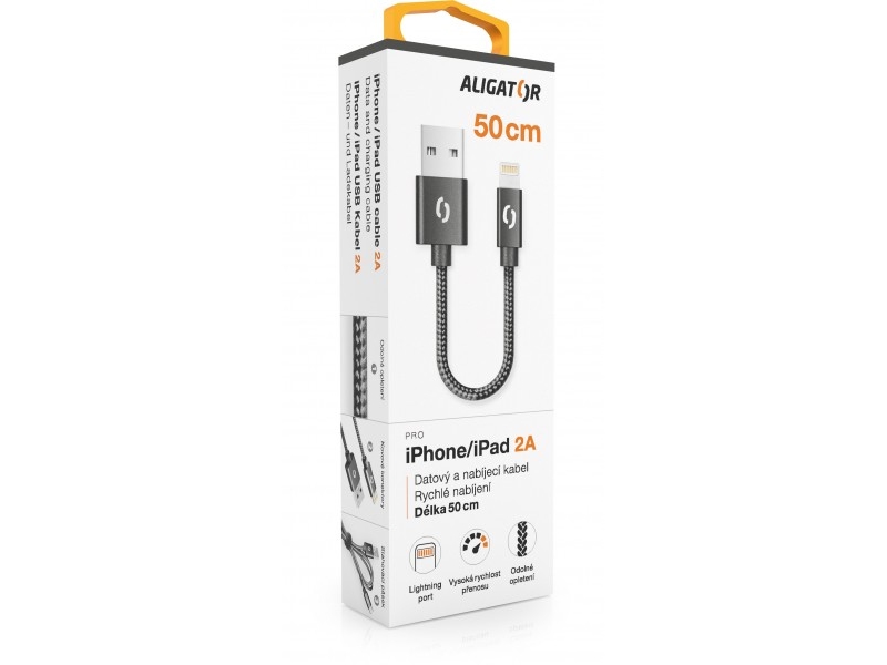 Aligator Premium 2A Kabel, Lightning 50Cm, Äernã½