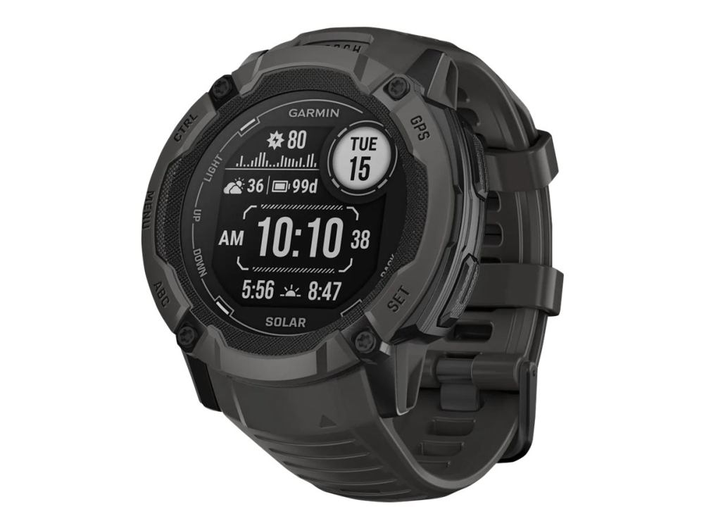 Garmin Instinct 2X Solar - 50 mm - fiberf&ouml;rst&auml;rkta polymerer - Ja smart klocka med band - handleds: 145-228 mm - monokrom - 64 MB - Bluetooth, ANT+ - 67 g  - grafit