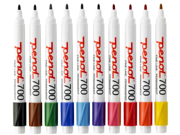 Marker Penol 700 ass. farver 1,5 mm rund spids permanent - (10 stk.)
