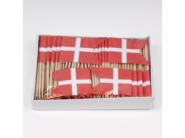 Flag, Træ, Rød Og Hvid, Pakke A 144 Stk Fødevaregodkendt