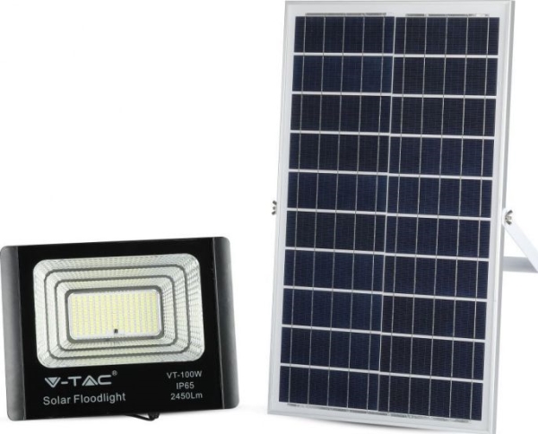V-Tac 35W Led-Flutlicht Mit Solarpanel 4000K (Tageslicht) - Schwarz