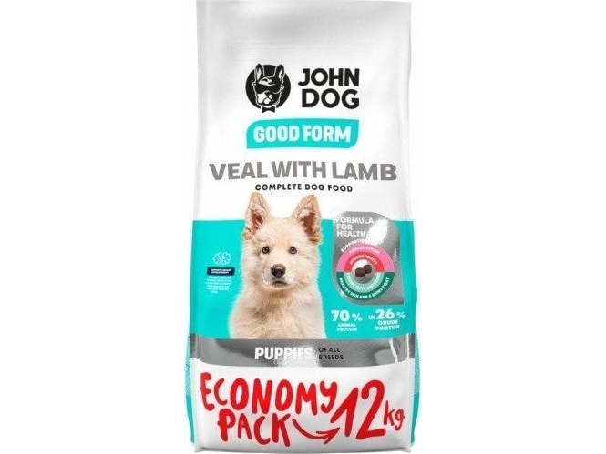 John Dog Good Form Puppy Kalbfleisch Mit Lamm - Hundetrockenfutter - 12Kg