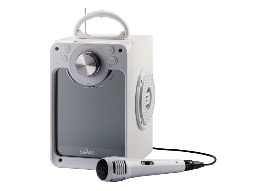 Karaoke Maskine Med Lyseffekter, Mikrofon Og Bluetooth, Hvid