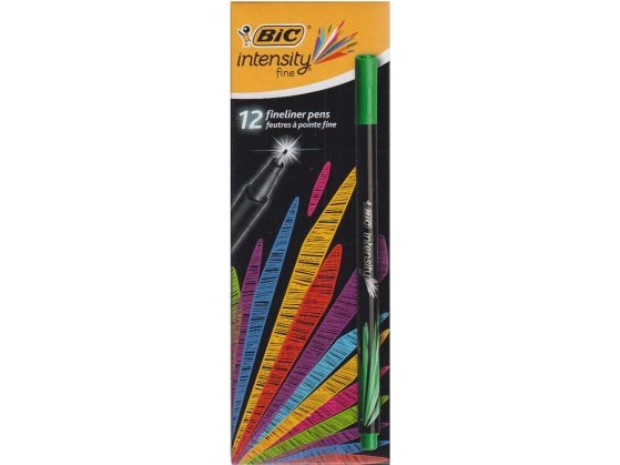 BIC fineliner Intensity, Fin, 1 farver, Grøn, 0,4 mm, Sort, Grøn, 12 stk