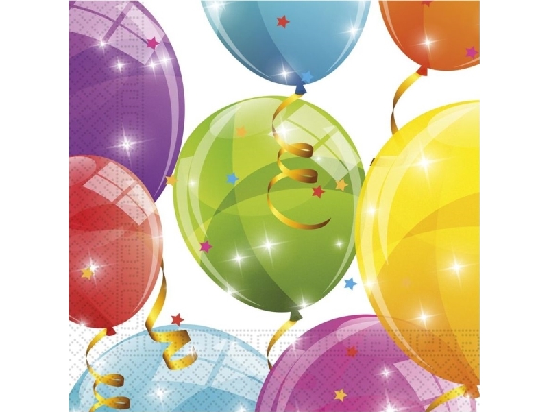 Procos Fødselsdagsservietter, Glitrende Balloner - 33 Cm - 20 Stk. Universal