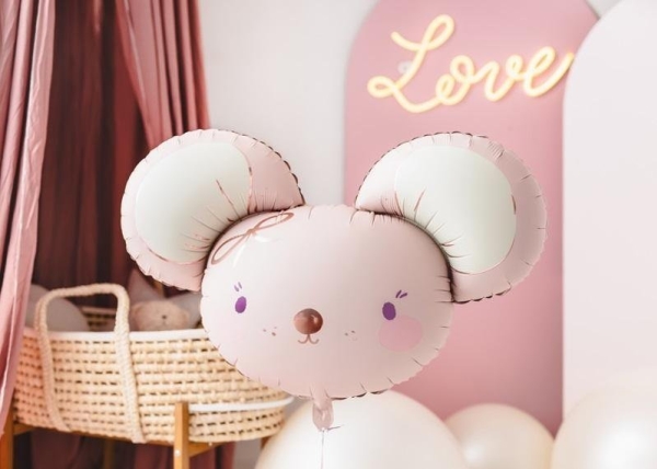 Party Deko Folienballon Maus Hellrosa 96X64cm