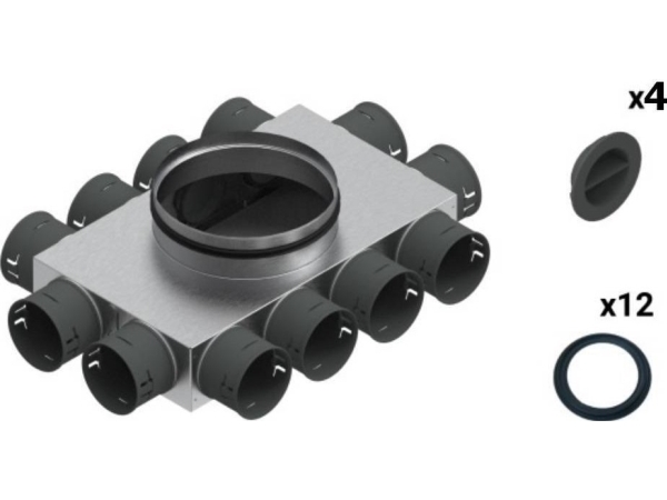 SpiroFlex fordelingsboks 12-8x75/160 isoleret VENT CLEAR W1 sæt Spiroflex SX-WS12X75/160SRZ