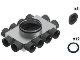 SpiroFlex isoleret fordelingsboks 12-8x75/200 VENT CLEAR W2 sæt (Spiroflex SX-WS12X75/200SRZ)