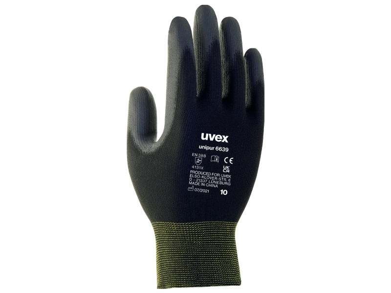 Uvex 60248, Industrihandskar, Svart, Vuxen, Unisex, 1 styck, EN 388:2016 (4 1 3 1 X) | Kläder & Säkerhet - Handskar - Arbetshandskar | GameStuff