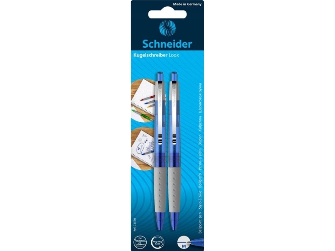Schneider Automatic Kuglepen Schneider Loox, 2 Stk, Blister, Blå